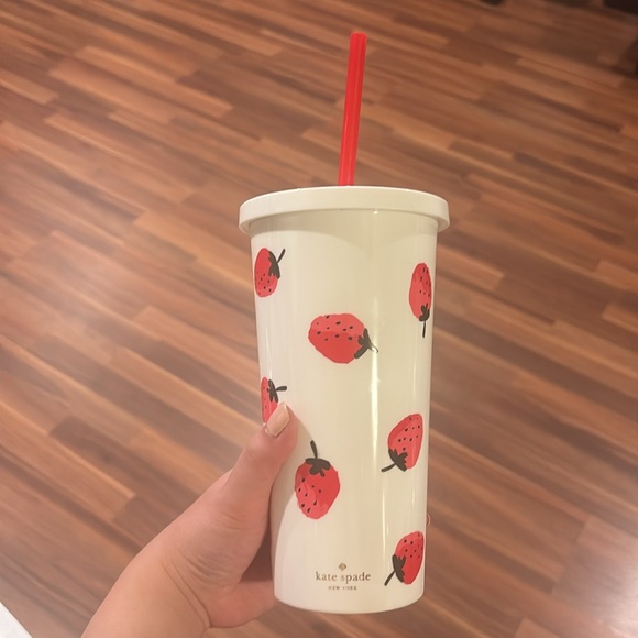 Kate spade strawberry tumbler w/ reusable straw - Picture 3 of 3